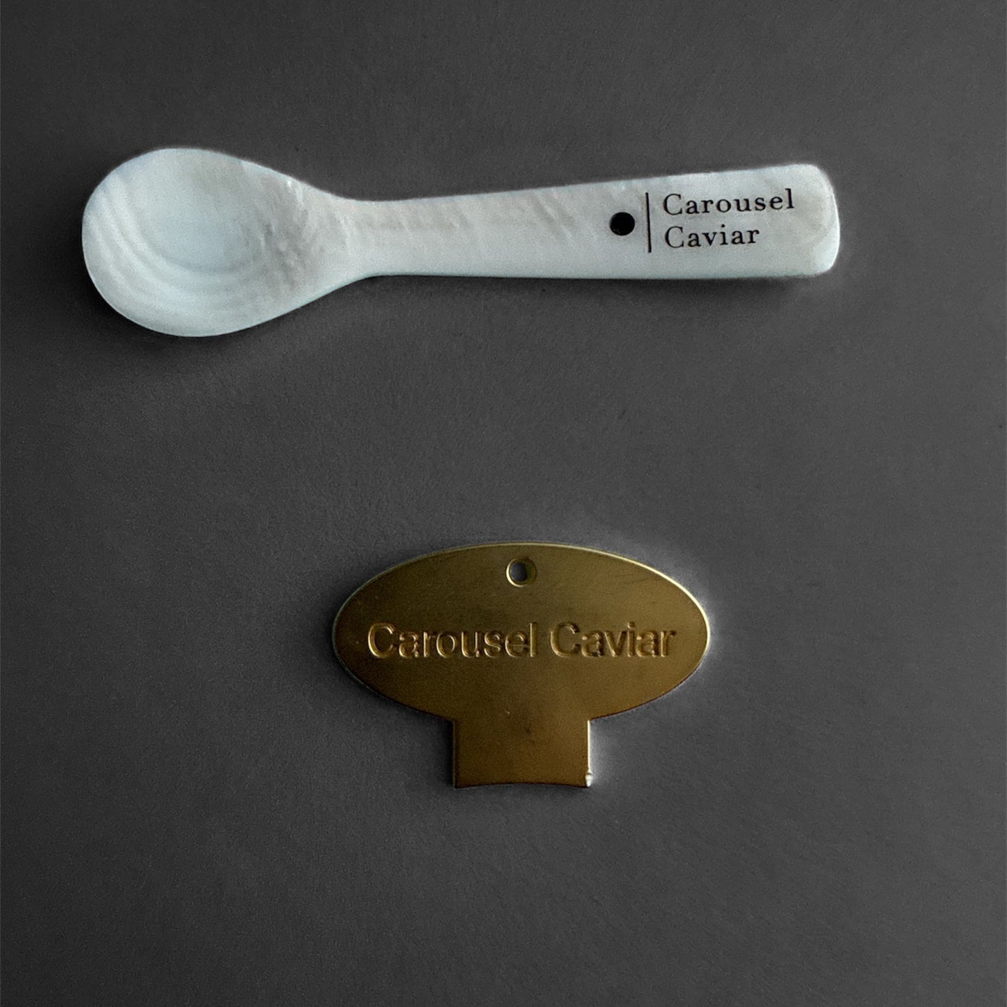 CAROUSEL CAVIAR - HANDMADE PEARL CAVIAR SPOON WITH LOGO - 10 cm