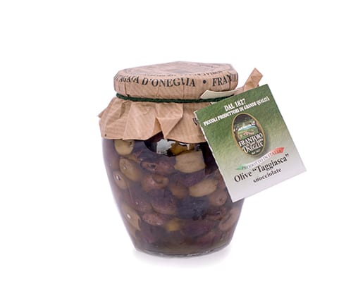 МАСЛИНИ ТАДЖАСКА в зехтин екстра върджин , без костилка, FRANTOIO, 260 гр.