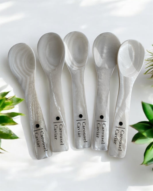 CAROUSEL CAVIAR  - HANDMADE PEARL CAVIAR SPOON WITH LOGO  - 10 cm