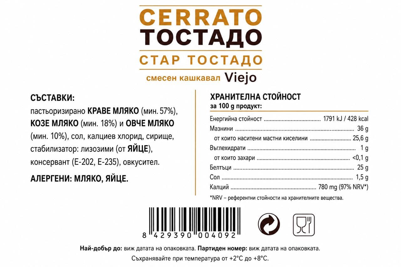Cerrato Tostado – Отлежало сирене от краве, овче и козе мляко